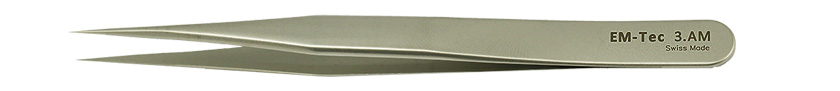 EM-Tec 3.AM high precision tweezers, style 3, very sharp fine tips, anti-magnetic stainless steel